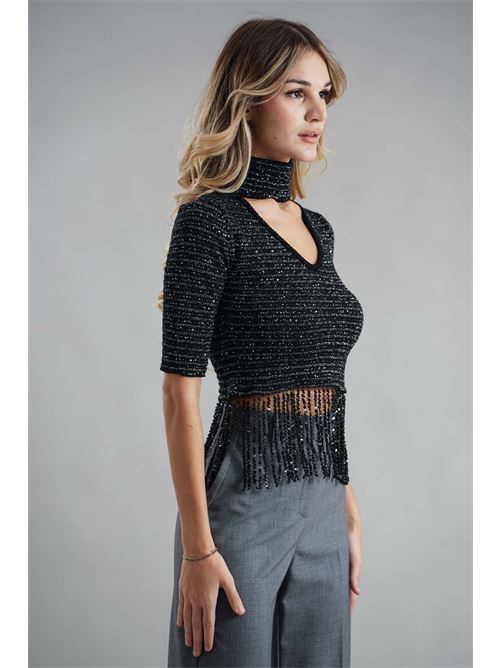 Maglia con frange Simona Corsellini | A25CEMGO5001NERO